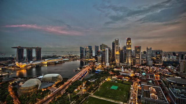 Singapore City skyline at dusk