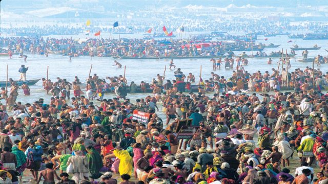 A sea of devotees at the Kumbh Mela