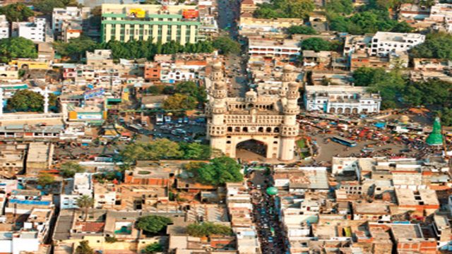 Aerial view of Hyderabad city