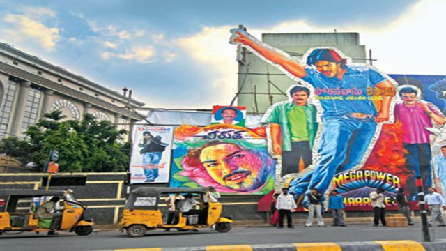Colourful Telugu movie hoardings, a common sight in Telangana