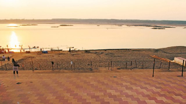 View of the Godavari river at sunset