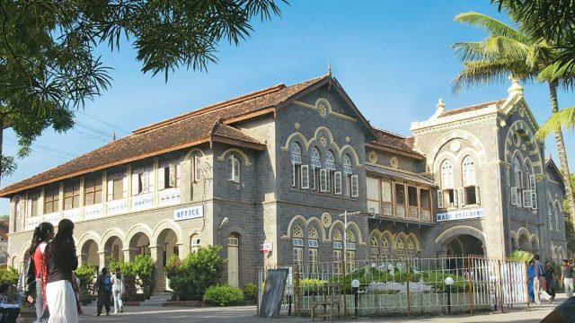 The stately façade of Fergusson College, Pune