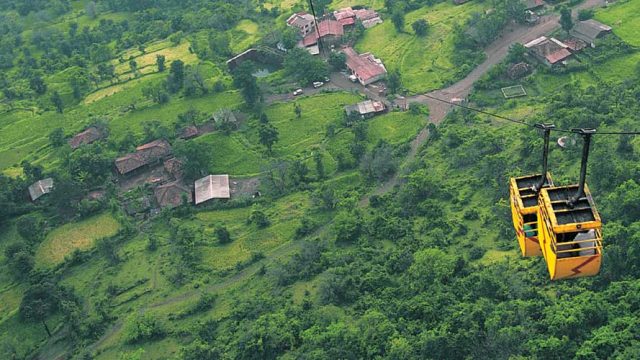 Sweeping views of the landscape below, as seen from the ropeway