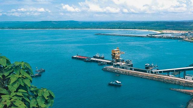 Picturesque view of the fishing port in Bhate