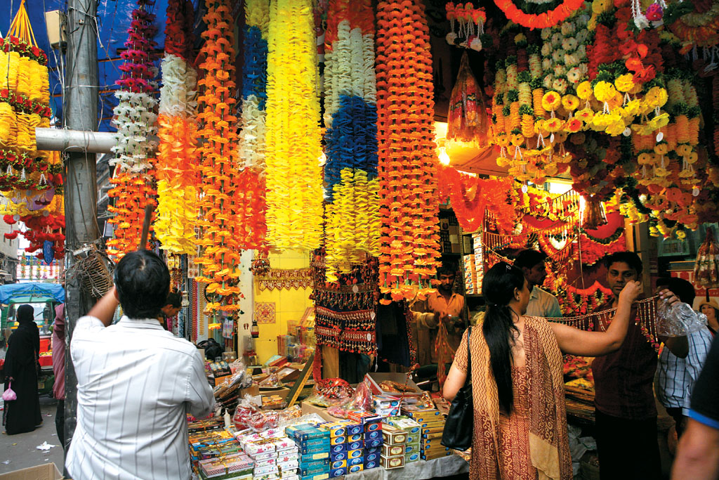 Gold ornaments, new clothes and decorative items are bought for Diwali