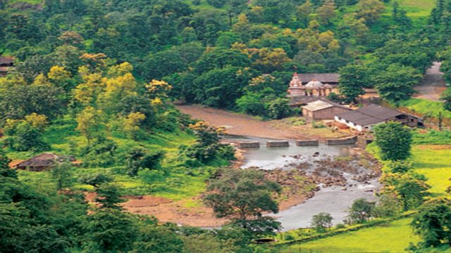 A monsoon stream flowing behind the Deobandh Temple