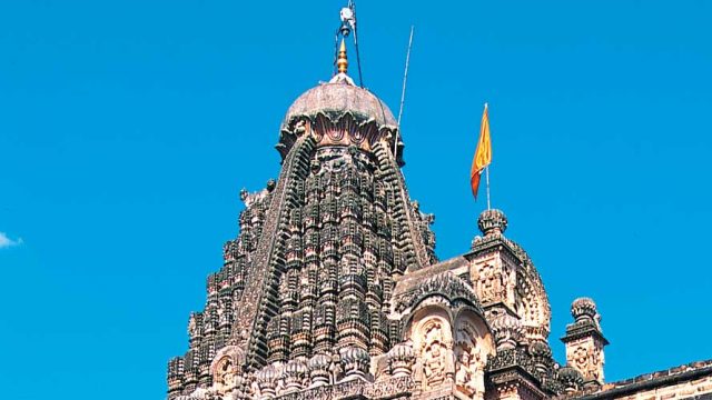 The grand edifice of the 18th-century Ghrishneshwar Temple