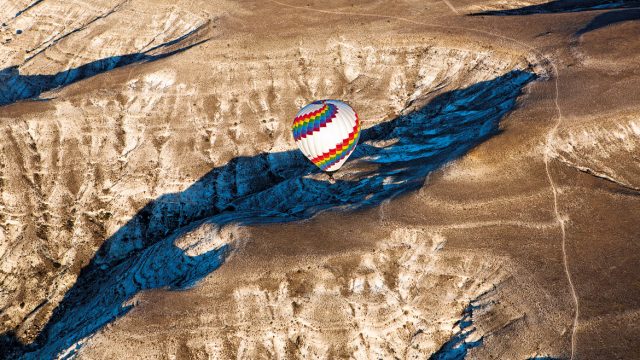 A bird's eye view of the lunar landscape of Cappadocia