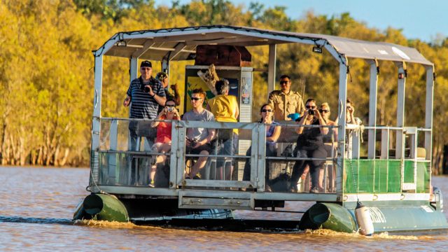 A cruise in the St. Lucia Estuary offers sights of Nile crocs