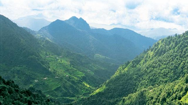 Green valleys and soaring mountains in chamba