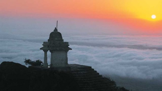 Vibrant colours of the sky at sunrise, Palitana