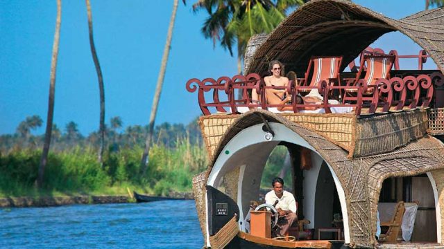 Visitors experiencing life on a houseboat