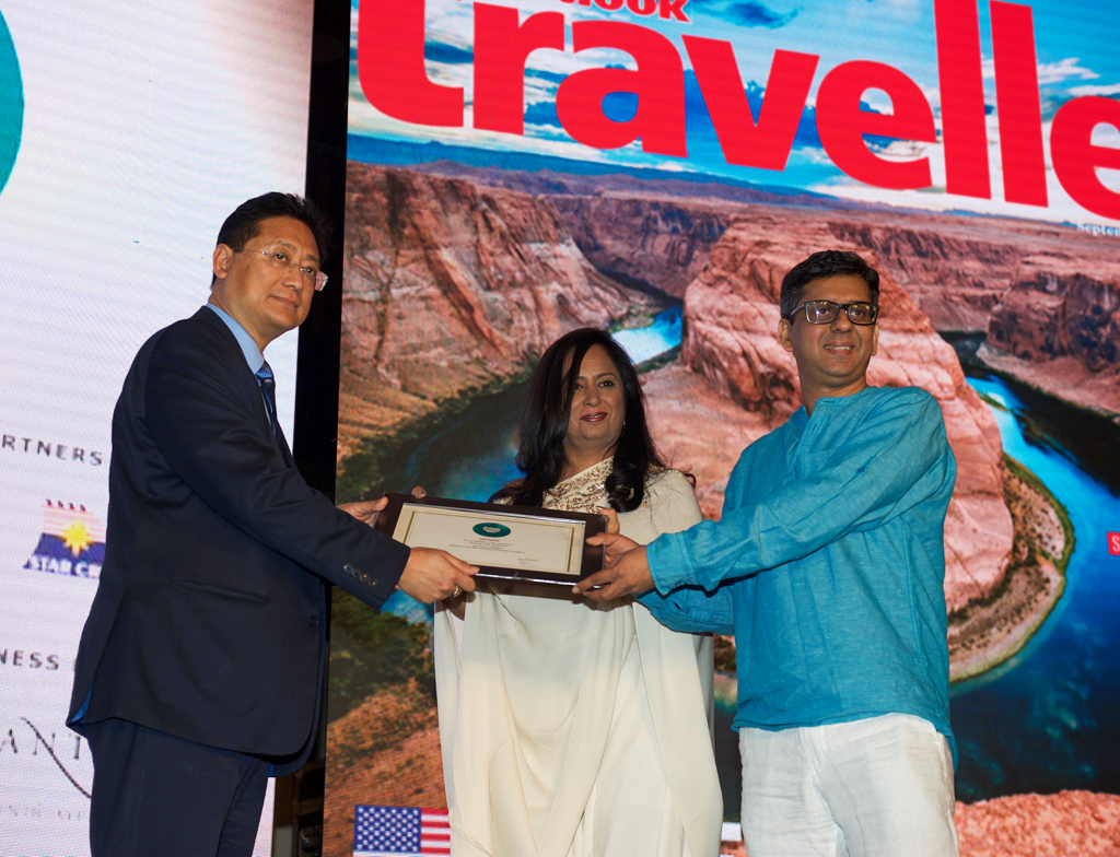 C. Apok Jamir, Parliamentary Secretary, Tourism, receives the Jury award for Best Birding Destination for Doyang Lake, Nagaland