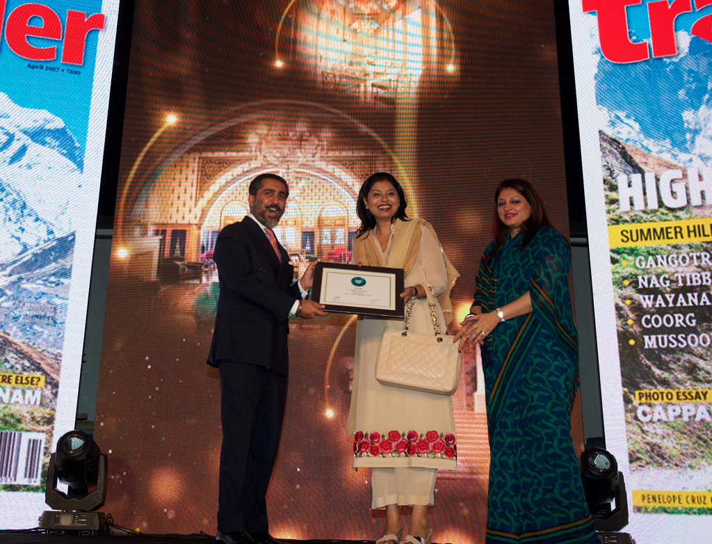 Jaisal Singh, Chief Executive, Sujan Hospitality, VP of Board of Relais and Chateaux Hotels receives the award for Best Heritage Hotel for Sujan Rajmahal Palace