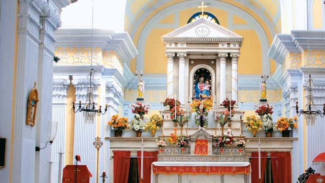 The white altar in Begum Samru Church