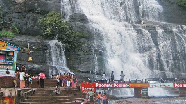 The grand cascades of Main Falls at Courtallam