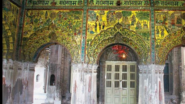 Murals from epics painted on the Radheshyam Mandir