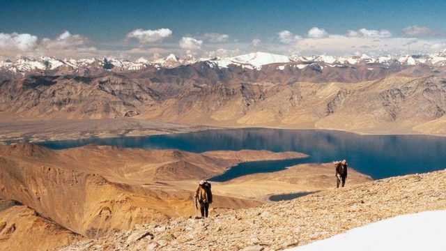 The barren landscape around Tso Moriri in Ladakh