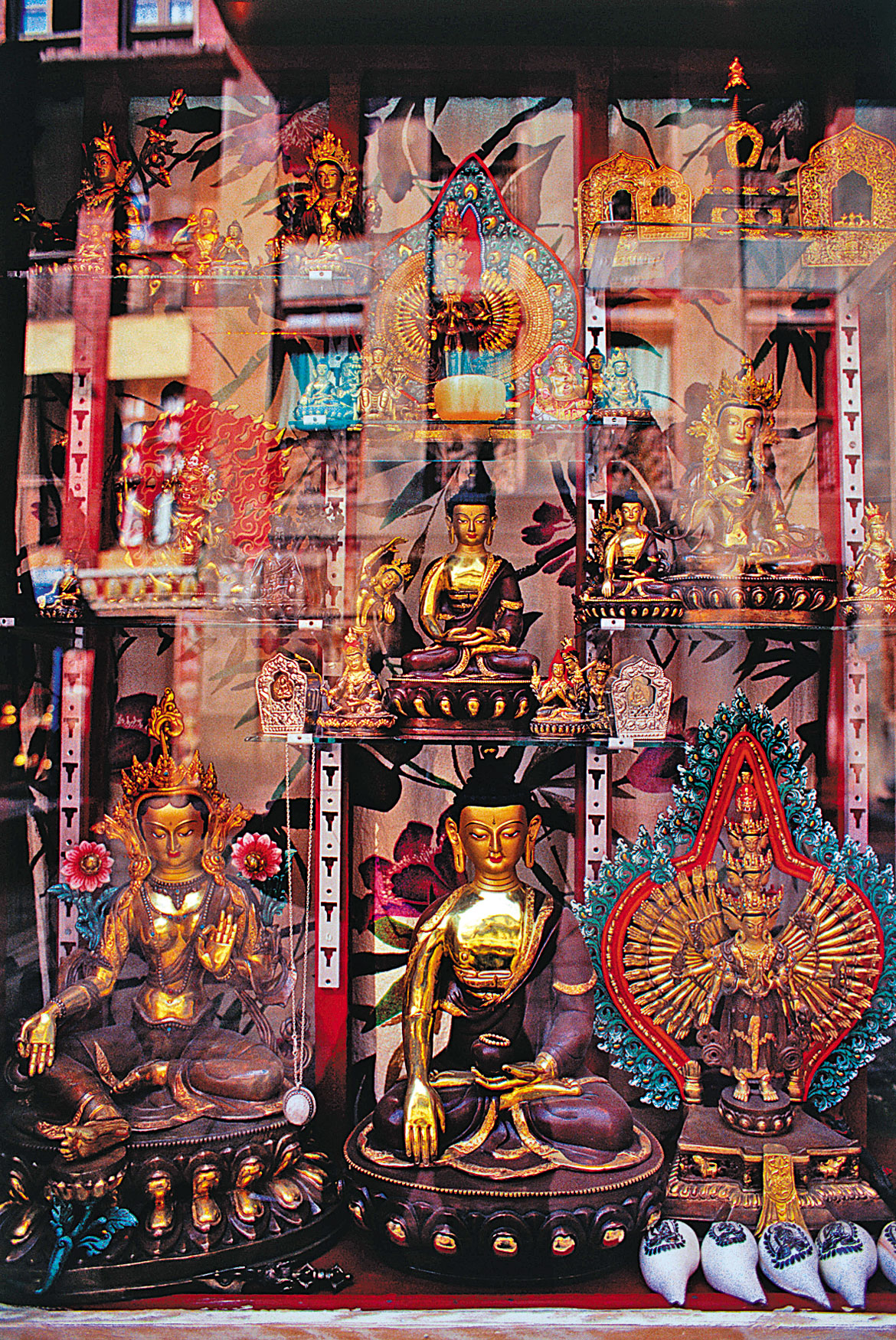 An art shop display window in Patan