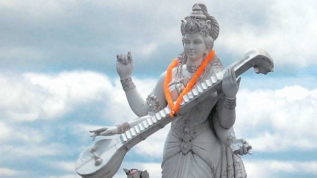 Saraswati idol at Asok Sagar