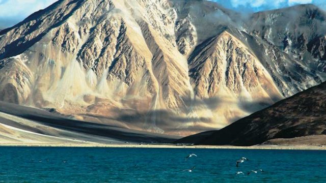 The largest salt-water lake in Asia, which falls in both India and China