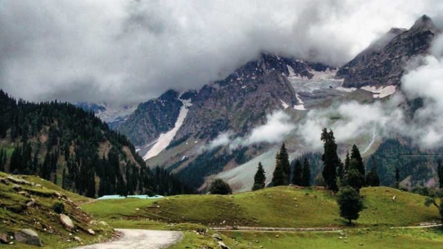 The Srinagar-Leh highway approaches the Great Himalayan Range near Sonamarg