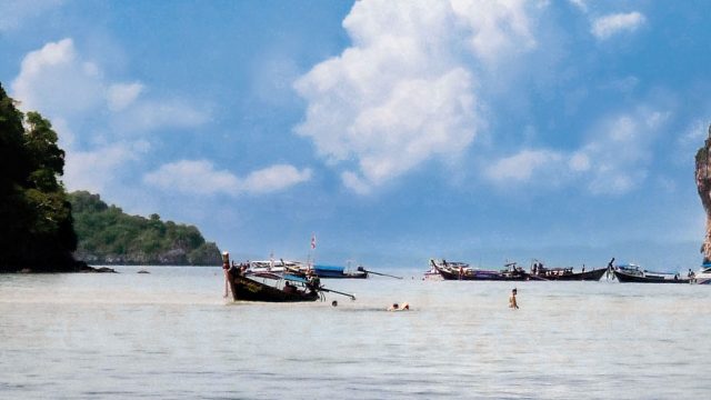 Boats moored at the Krabi Jetty