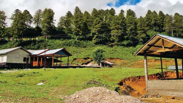 The green hills around Mechuka village