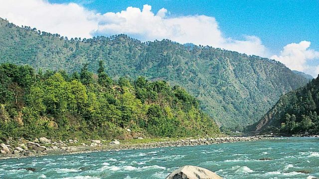 The Ravi River cutting through the mountains