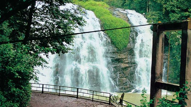 Emerald-green jungle around Abbi Falls after the monsoon