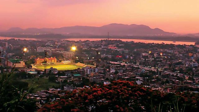 The city of Guwahati as seen at dusk