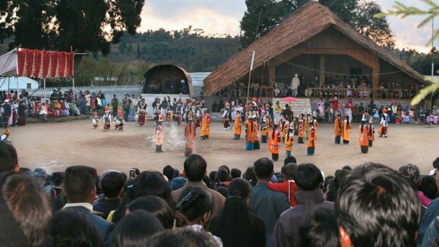 Tribals performing the Nongkrem dance in Meghalaya