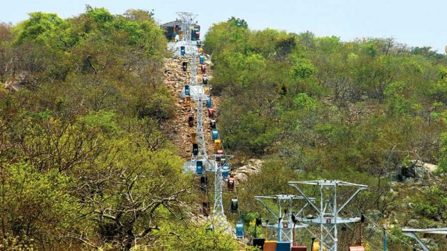 The aerial ropeway, one of Rajgir’s popular attractions