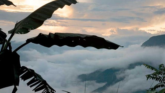 Thick clouds settling in around Cherrapunjee