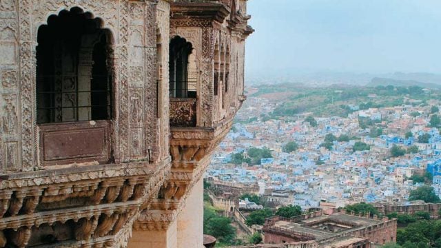 The Blue City spreads out from the base of the imposing Mehrangarh Fort