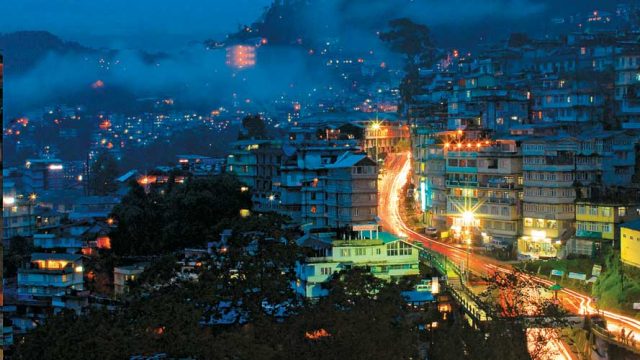 Gangtok’s city lights make for a pretty sight at night