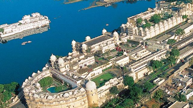 A spectacular aerial view of Udaipur city