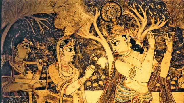 Murals depicting Lord Krishna in the Laxminarayan Temple