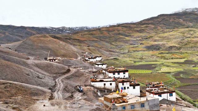 A panoramic view of Langza village in the gorgeous Spiti Valley