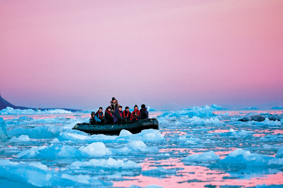 Inflatable boats called zodiacs are used to get closer to the wildlife