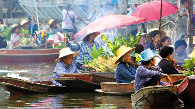 The Tha Kha floating market in Thailand