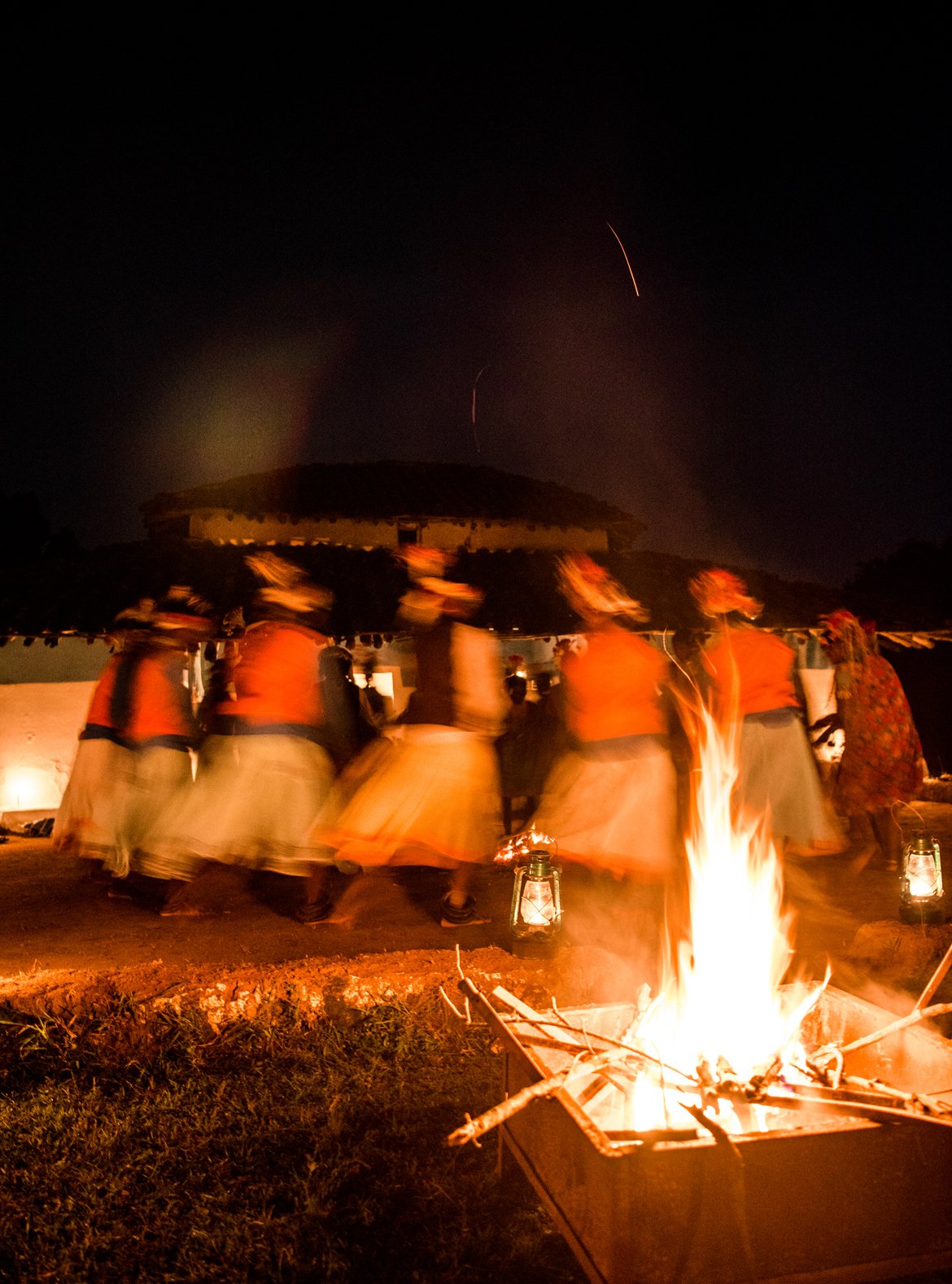 Karma dance performance by the Baiga tribe at Kipling Camp, Kanha.