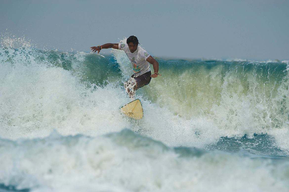 Aggressive waves are no match for the surfers at the Open