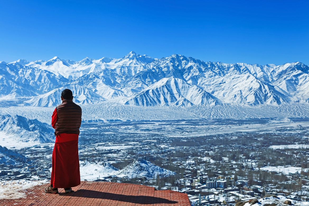 Leh, Jammu and Kashmir: An aerial view of Leh