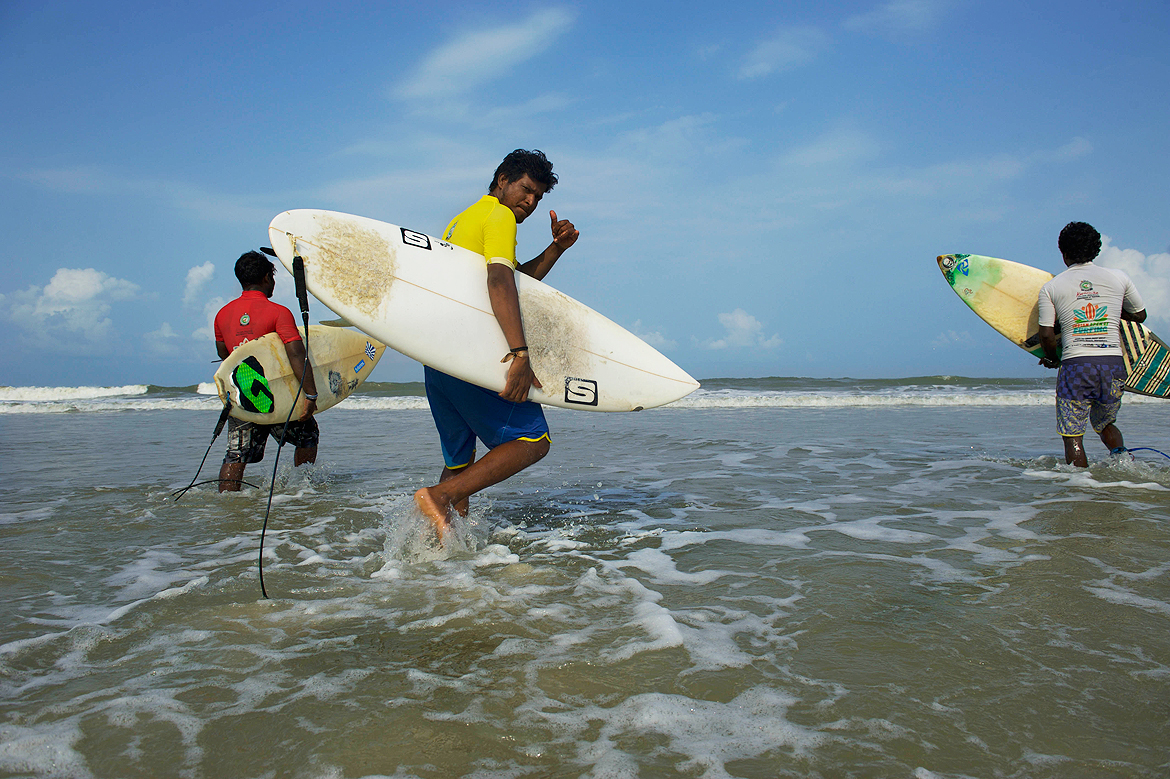 Surfers just before their round