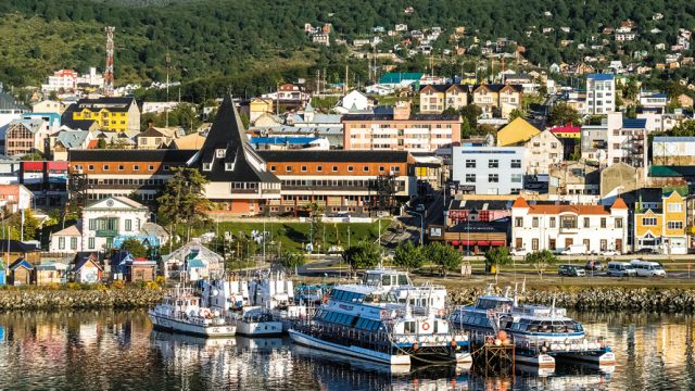 The resort town of Ushuaia at the southern tip of South America