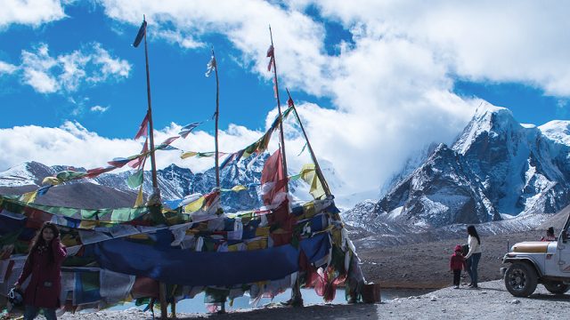 Tourists at Gurudongmar Lake in Sikkim