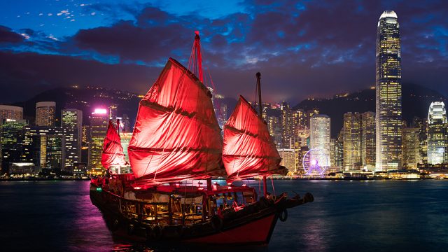 Victoria Harbour, Hong Kong, by night