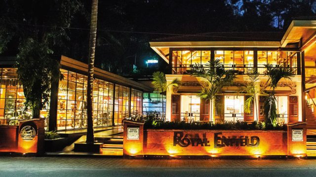 The facade of the Royal Enfield Garage Cafe