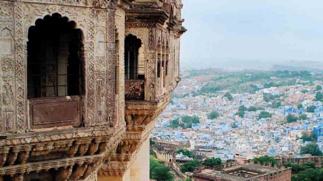 The Blue City spreads out from the base of the imposing Mehrangarh Fort